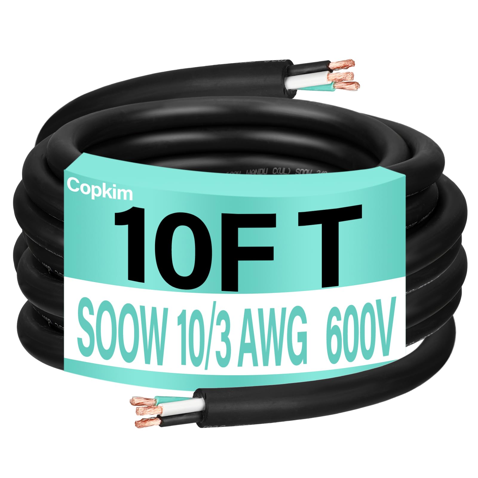 Amazon.com: Copkim 10/3 AWG 10 ft SOOW Power Cable, 600V 10 Gauge